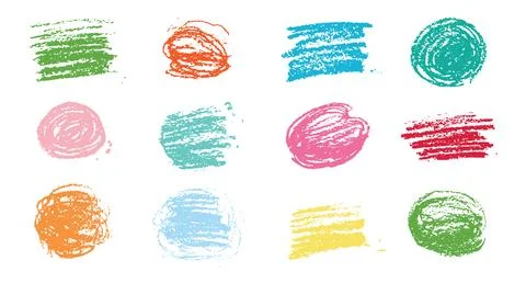 Chalk texture color stain set. Hand drawn chalk background doodle effect stain Stock Illustration