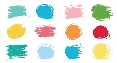 Chalk texture color stain set. Hand drawn chalk background doodle effect stain Stock Illustration