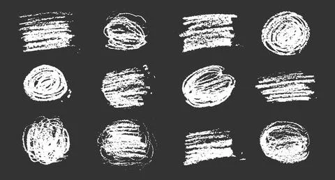 Chalk texture stain set. Hand drawn chalk background doodle effect stain Stock Illustration