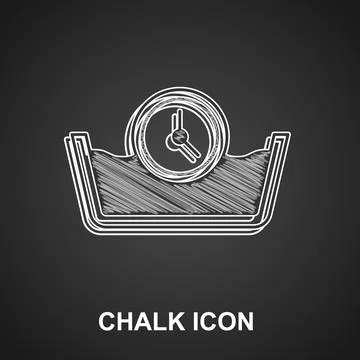 Chalk Time wash icon isolated on black background. Temperature wash.  Vector Stock Illustration