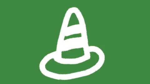 Chalk traffic cone icon isolated on green screen background Stock Footage 335550590