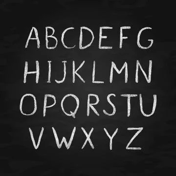 Chalk vector alphabet. Retro hand drawn letters A-Z isolated on chalkboard. S Stock Illustration
