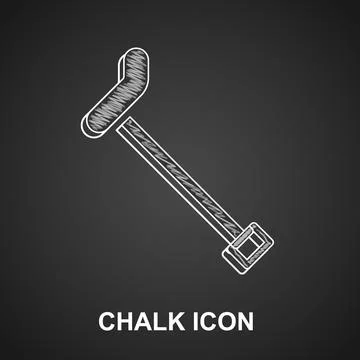 Chalk Walking stick cane icon isolated on black background. Vector Illustration