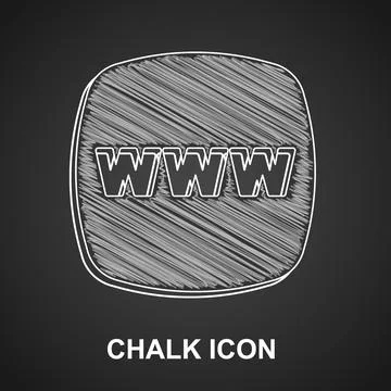 Chalk Website template icon isolated on black background. Internet communication 스톡 일러스트