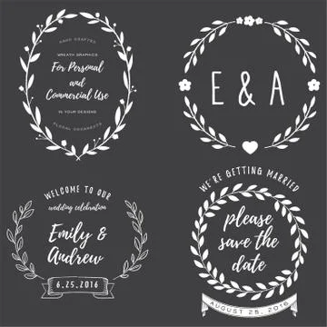 Chalk Wreath Set Stock Illustration