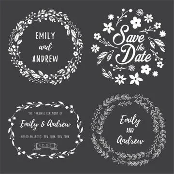 Chalk Wreath Set Stock Illustration