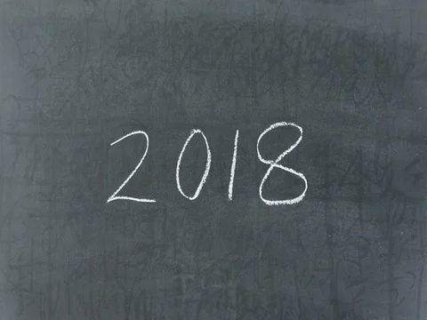 Chalk writing - 2018 on chalkboard Stock Footage 75693932