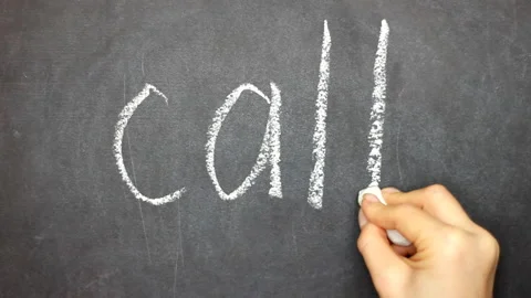 Chalk writing - Call on chalkboard Stock Footage 127742880