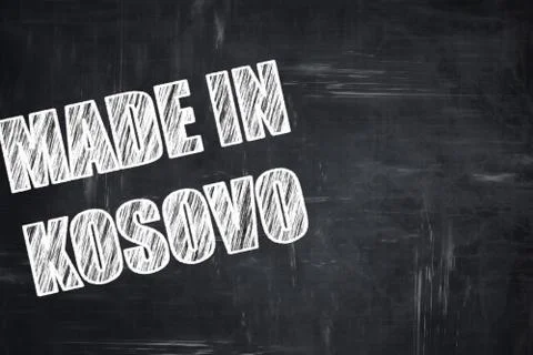 Chalkboard background with chalk letters: Made in kosovo Stock Illustration