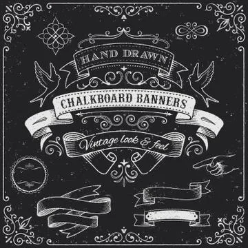 Chalkboard Banners and Elements Stock Illustration
