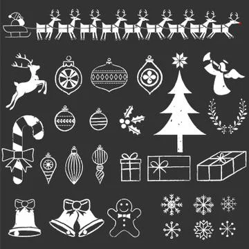 Chalkboard Christmas Elements Stock Illustration