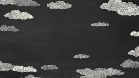 Chalkboard clouds animation: dynamic chalk sketch art in motion Stock Footage 314165889
