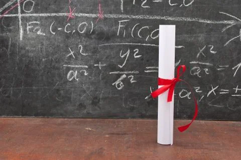 Chalkboard with a diploma Stock Photos