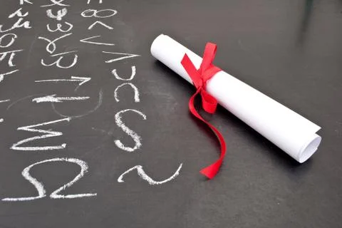 Chalkboard with a diploma Stock Photos