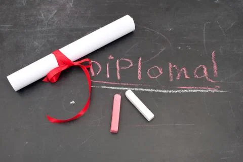 Chalkboard with a diploma Stock Photos