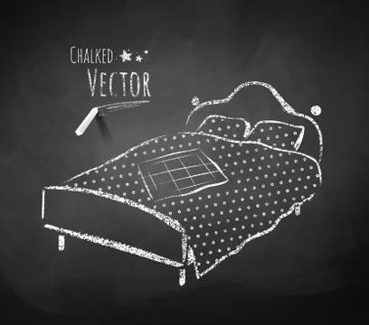 Chalkboard drawing of bed Stock Illustration