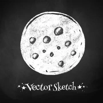 Chalkboard drawing of moon Stock Illustration