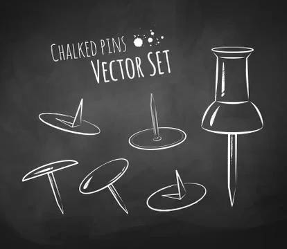 Chalkboard drawing of push pin Stock Illustration