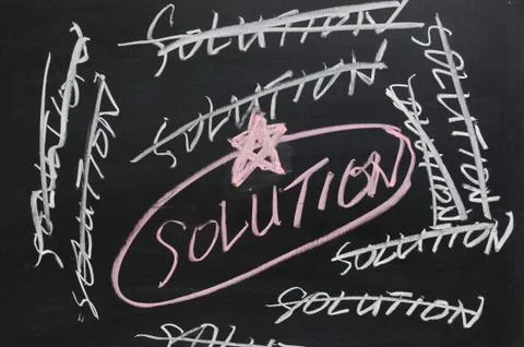 Chalkboard drawing - solution Stock Photos