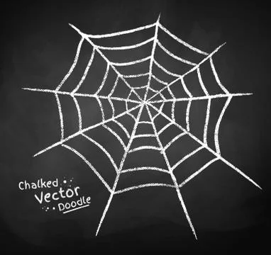 Chalkboard drawing of spider web Illustrazione stock