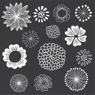 Chalkboard Floral Elements Set Stock Illustration