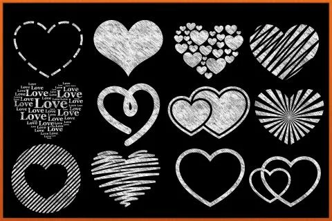 Chalkboard heart collection Stock Illustration