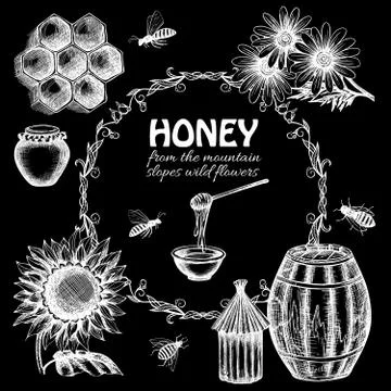 Chalkboard honey set Stockillustratie