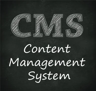 Chalkboard illustration of cms - content management system Stock Illustration