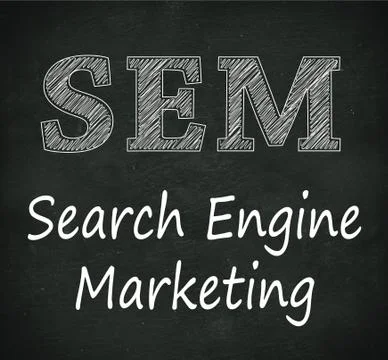 Chalkboard illustration of sem -  search engine marketing Stock Illustration