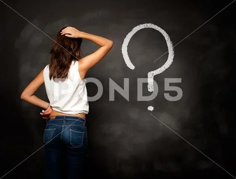 Chalkboard with interrogation symbol Stock Photos