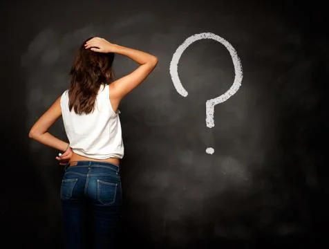 Chalkboard with interrogation symbol Foto stock