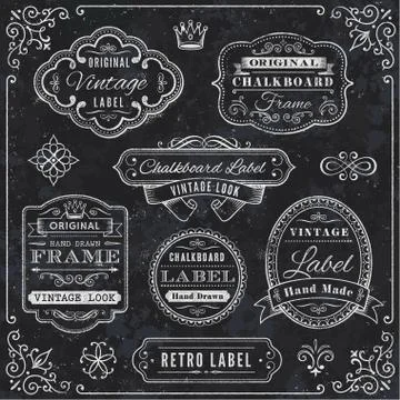 Chalkboard Labels and Decorative Elements Stock Illustration