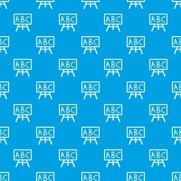 Chalkboard with the leters ABC pattern seamless blue Stock Illustration