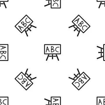 Chalkboard with the leters ABC pattern seamless black Stock Illustration