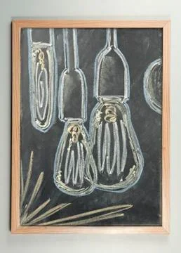 Chalkboard Lightbulbs Stock Photos
