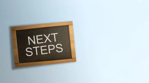 Chalkboard with 'Next steps' text Stock Photos