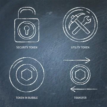 Chalkboard NFT token icon set Stock Illustration