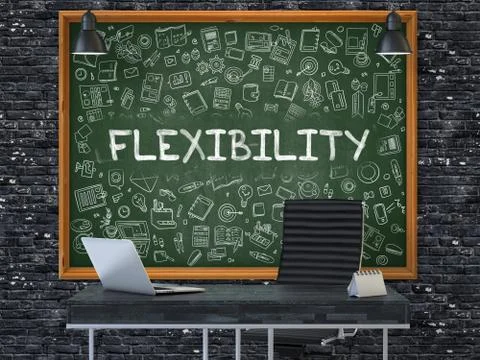 Chalkboard on the Office Wall with Flexibility Concept Stock Illustration