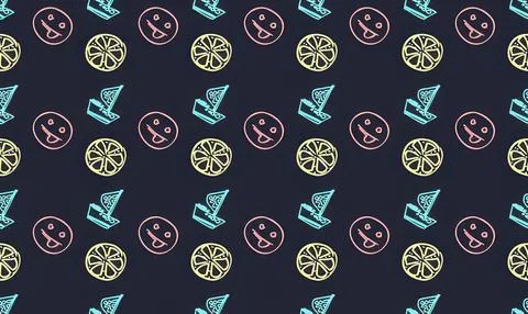 Chalkboard pattern with citrus slices and juice glasses Stock Illustration