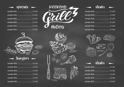 Chalkboard restaurant menu. Vector. Stock Illustration