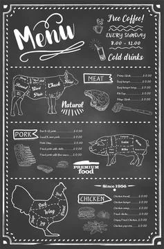 Chalkboard restaurant menu. Vector. Stock Illustration