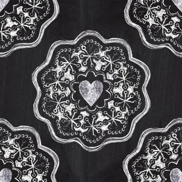 Chalkboard romantic seamless pattern with hearts Stock Illustration