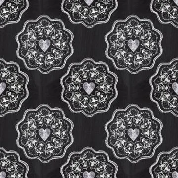 Chalkboard romantic seamless pattern with hearts Stock Illustration