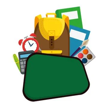 Chalkboard school with education elements Stock Illustration