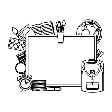 Chalkboard school with education elements 스톡 일러스트