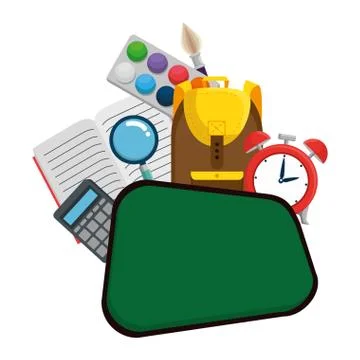 Chalkboard school with education elements Stock Illustration