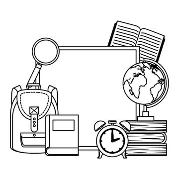 Chalkboard school with education elements Stock Illustration