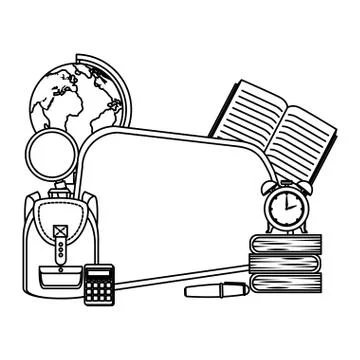 Chalkboard school with education elements Illustrazione stock