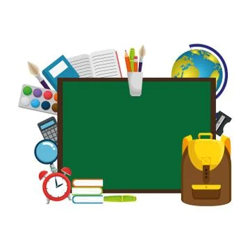 Chalkboard school with education elements 스톡 일러스트