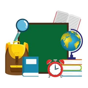 Chalkboard school with education elements Stock Illustration